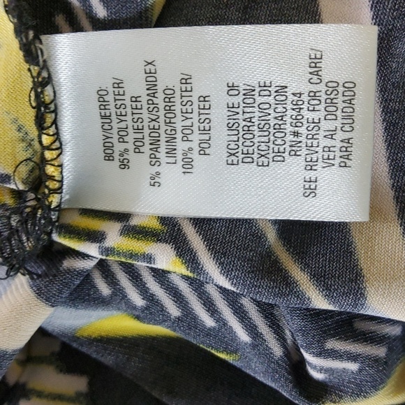 Sandra Darren yellow, black, & White Geometric print dress. size 14W - Picture 3 of 5